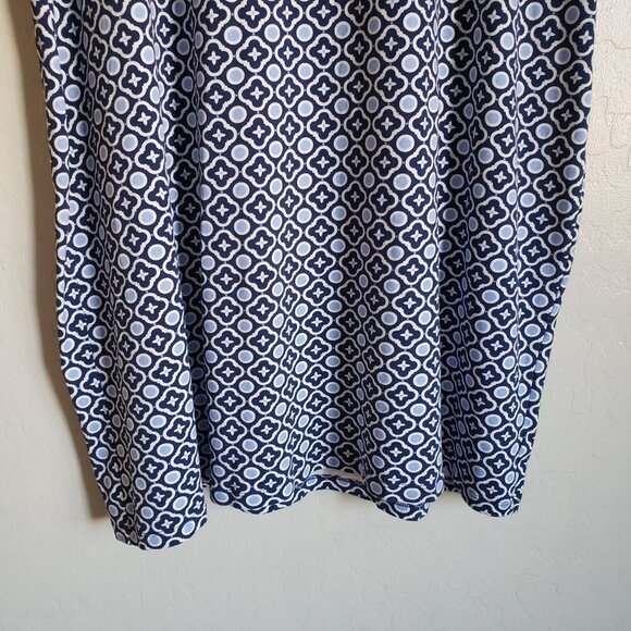 Talbots Printed Cotton Knit Shift Dress Knee Length Blue Size 3X Plus Sleeveless - Picture 4 of 9